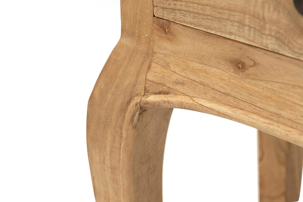 Natural Mindi Wood Console 3 Schubladen 110x30x80 cm