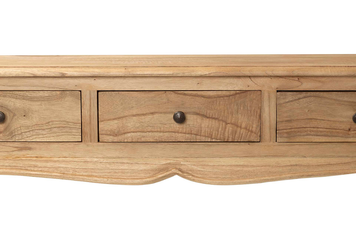 Console en bois naturel naturel 3 tiroirs 110x30x80cm