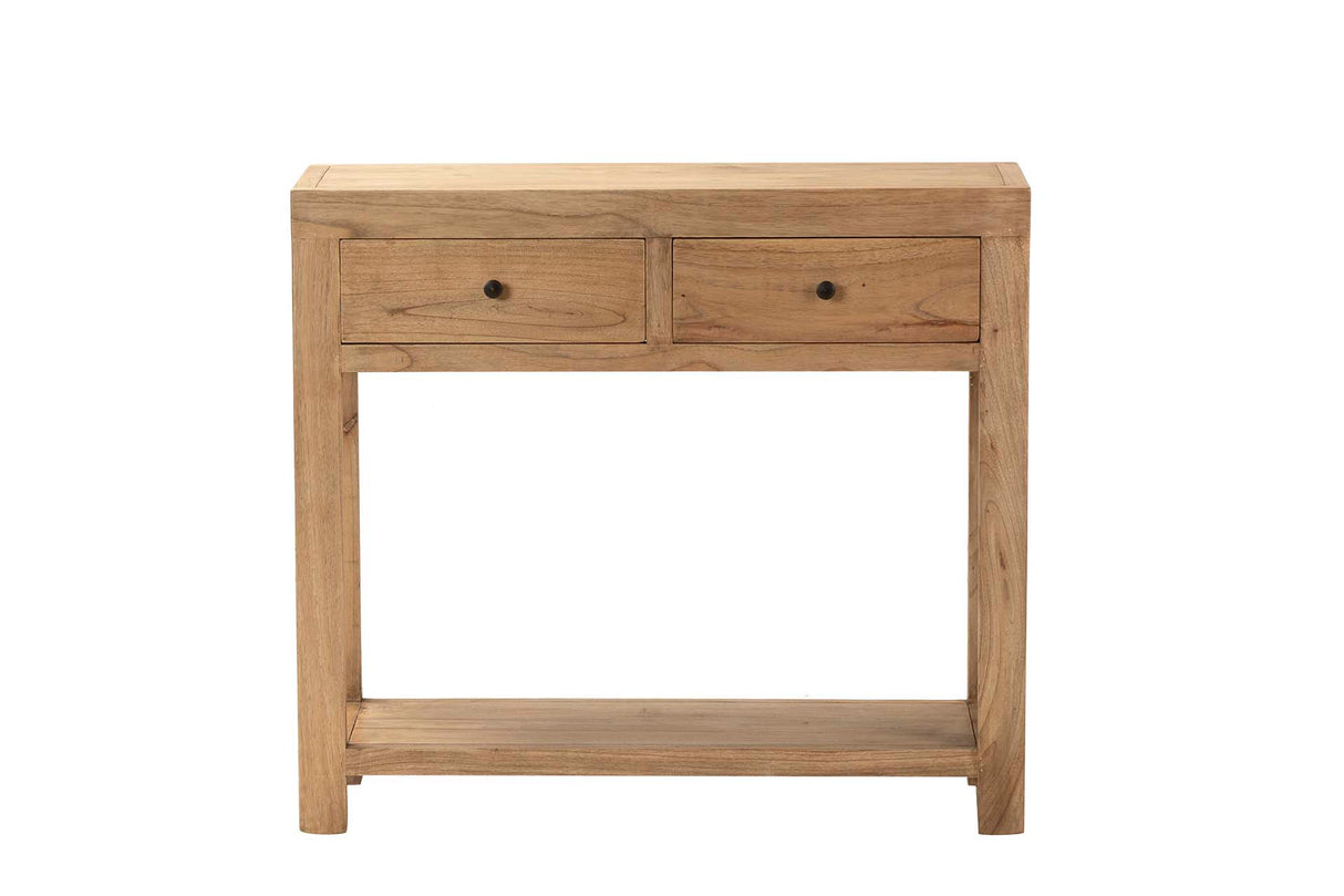 Console en bois naturel naturel 2 tiroirs 90x30x80 cm