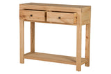 CONSOLA MADERA MINDI NATURAL 2 CAJONES 90x30x80 CM