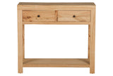 CONSOLA MADERA MINDI NATURAL 2 CAJONES 90x30x80 CM