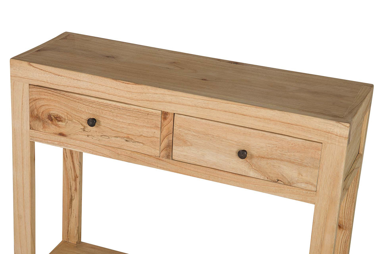 CONSOLA MADERA MINDI NATURAL 2 CAJONES 90x30x80 CM