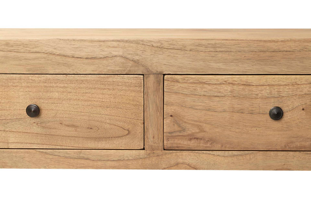 Console en bois naturel naturel 2 tiroirs 90x30x80 cm