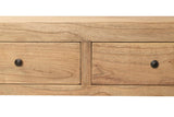 Natural Mindi Wood Console 2 Schubladen 90x30x80 cm