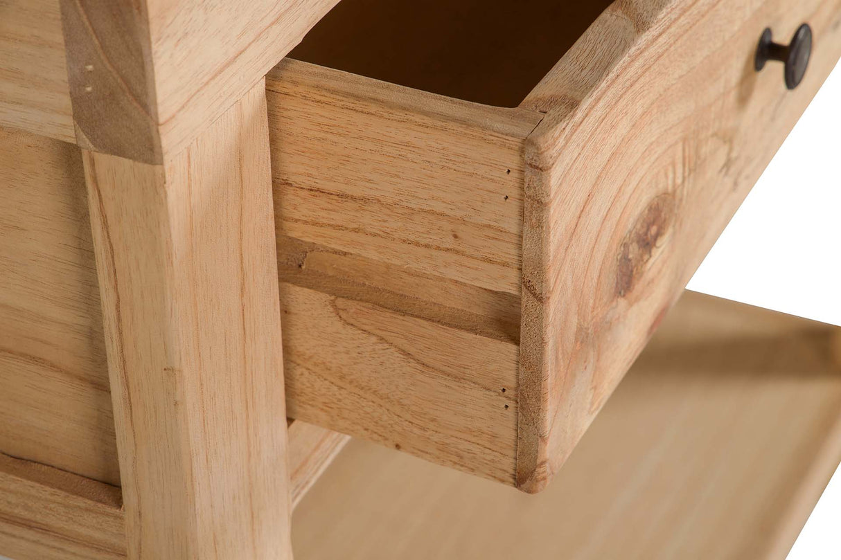 CONSOLA MADERA MINDI NATURAL 2 CAJONES 90x30x80 CM