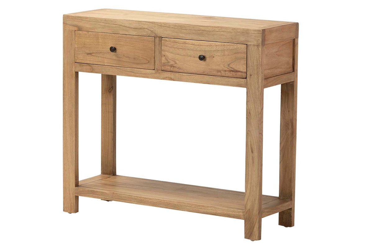 Console en bois naturel naturel 2 tiroirs 90x30x80 cm