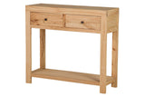 CONSOLA MADERA MINDI NATURAL 2 CAJONES 90x30x80 CM