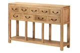 Pinie en bois naturel 9 tiroirs 120x30x80 cm