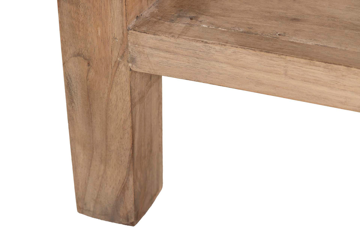 Natural Mindi Wood Console 2 Schubladen 90x30x80 cm