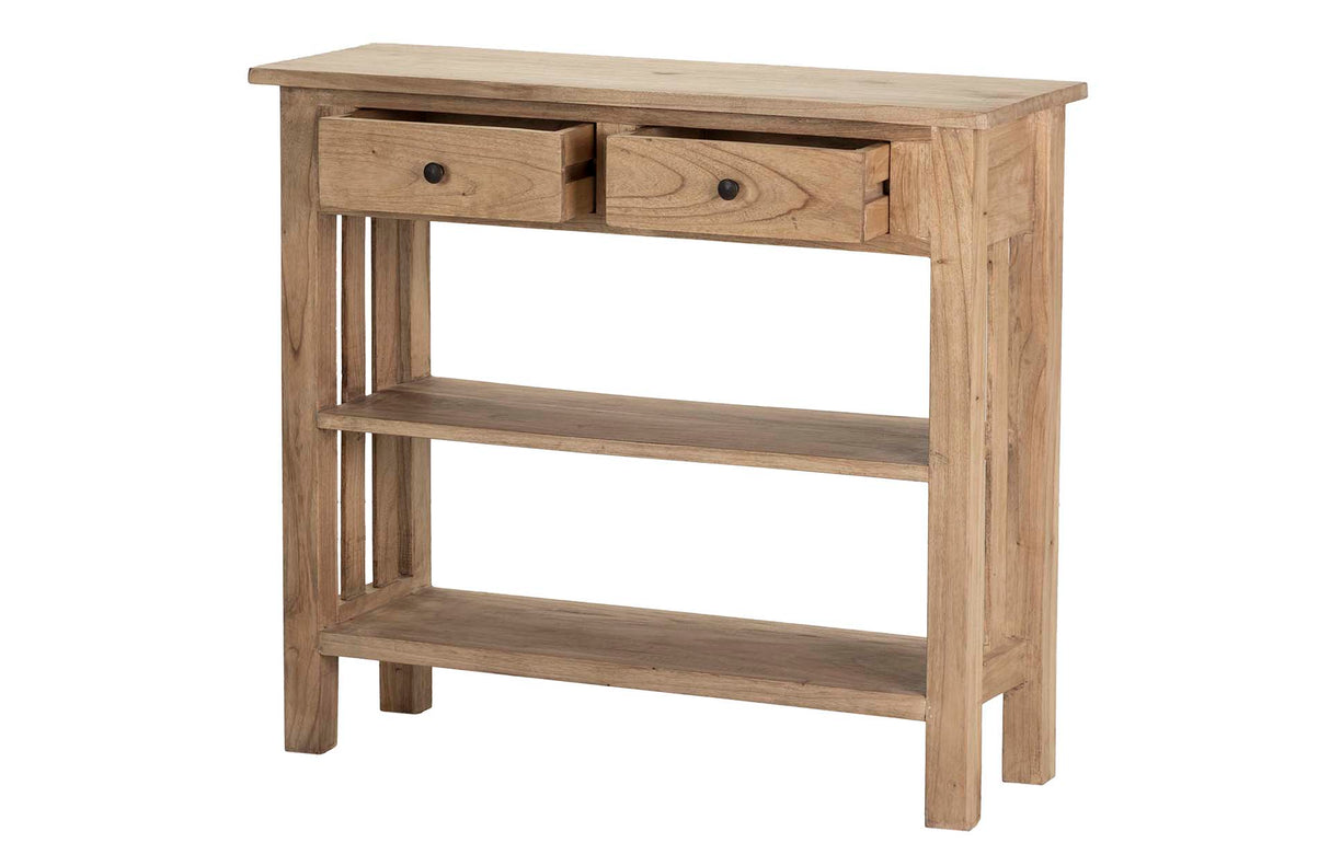 Console in legno Mindi Natural 2 cassetti 90x30x80 cm