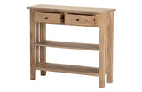 Natural Mindi Wood Console 2 Schubladen 90x30x80 cm