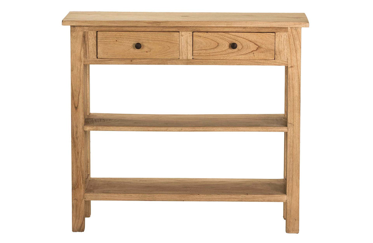 Console en bois naturel naturel 2 tiroirs 90x30x80 cm