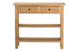 Console en bois naturel naturel 2 tiroirs 90x30x80 cm