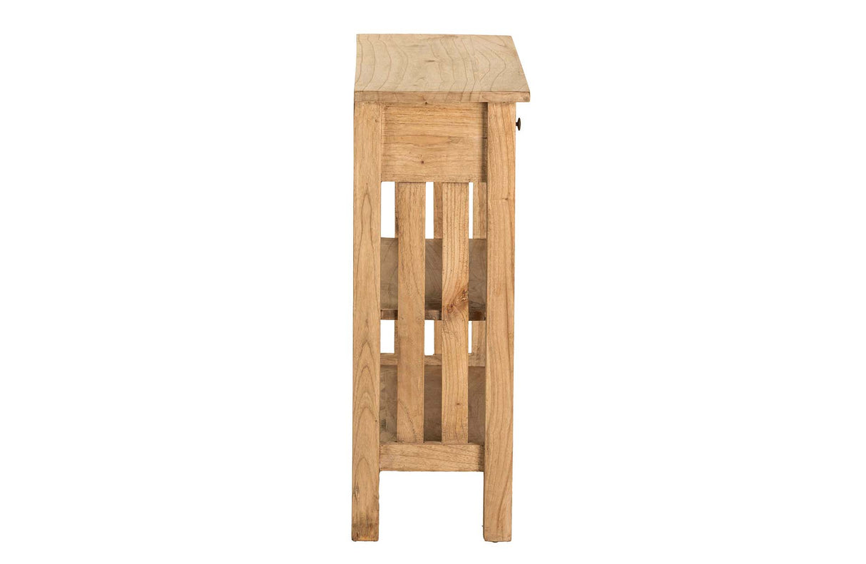Console en bois naturel naturel 2 tiroirs 90x30x80 cm
