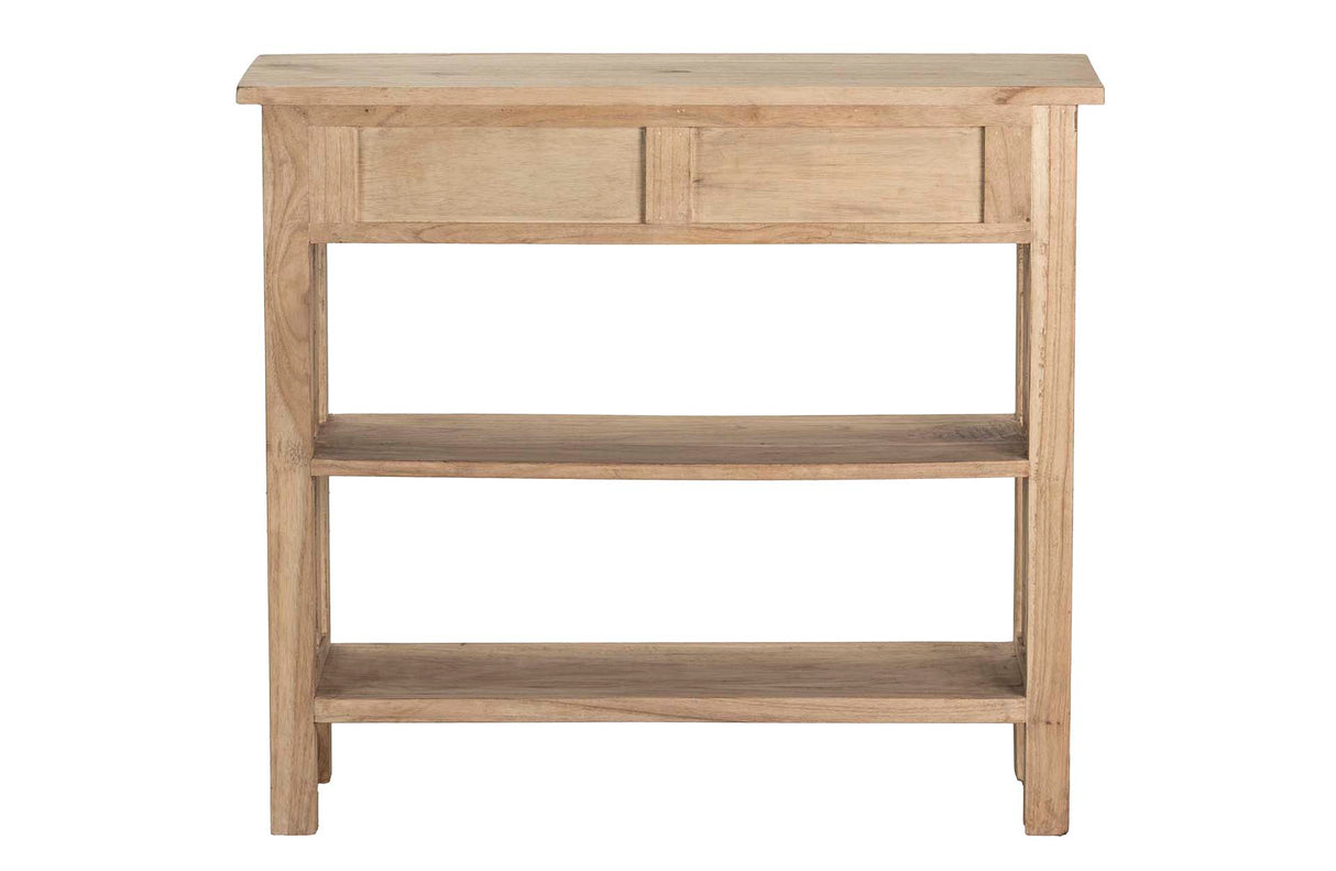 Natural Mindi Wood Console 2 Schubladen 90x30x80 cm