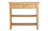 Console en bois naturel naturel 2 tiroirs 90x30x80 cm