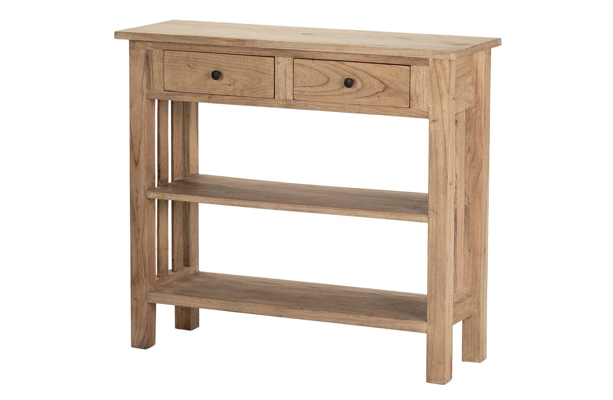 Console in legno Mindi Natural 2 cassetti 90x30x80 cm