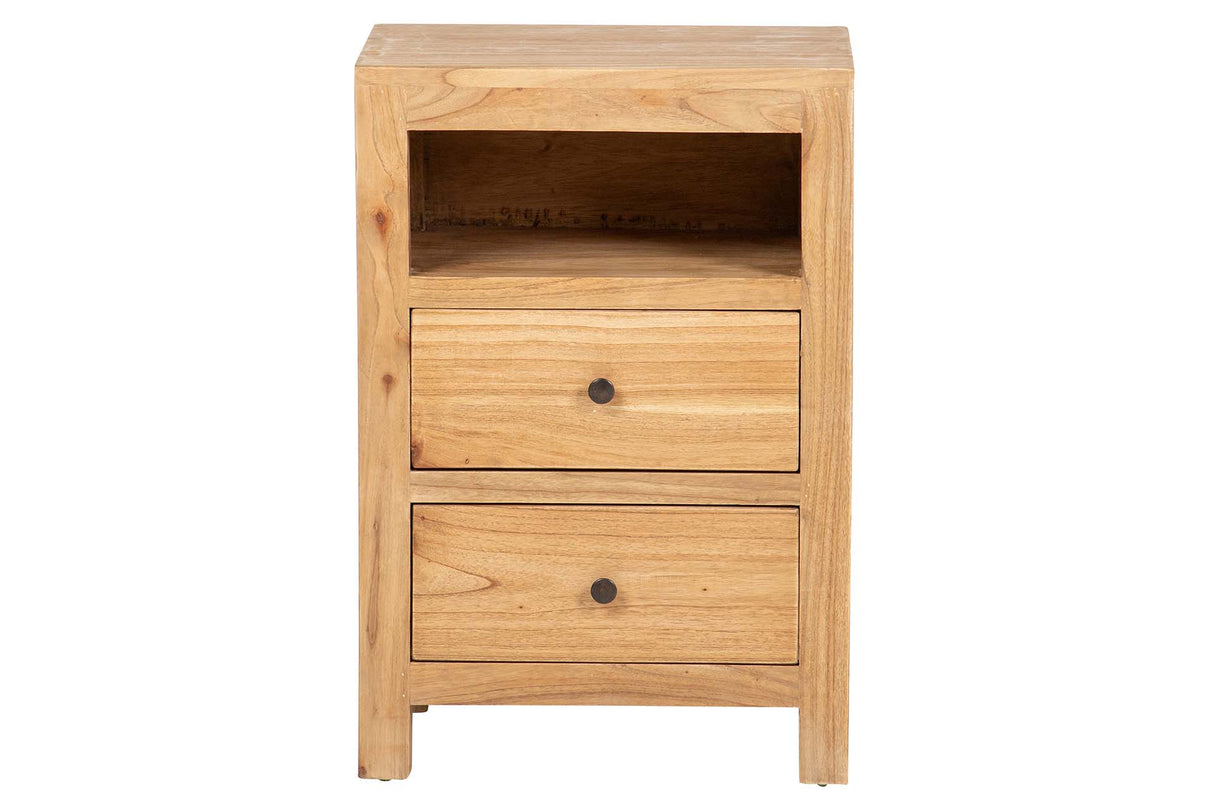 MESITA DE NOCHE 2 CAJONES MADERA MINDI 45x30x66C M