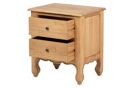 MESITA DE NOCHE 2 CAJONES MADERA MINDI 54x40x60 CM
