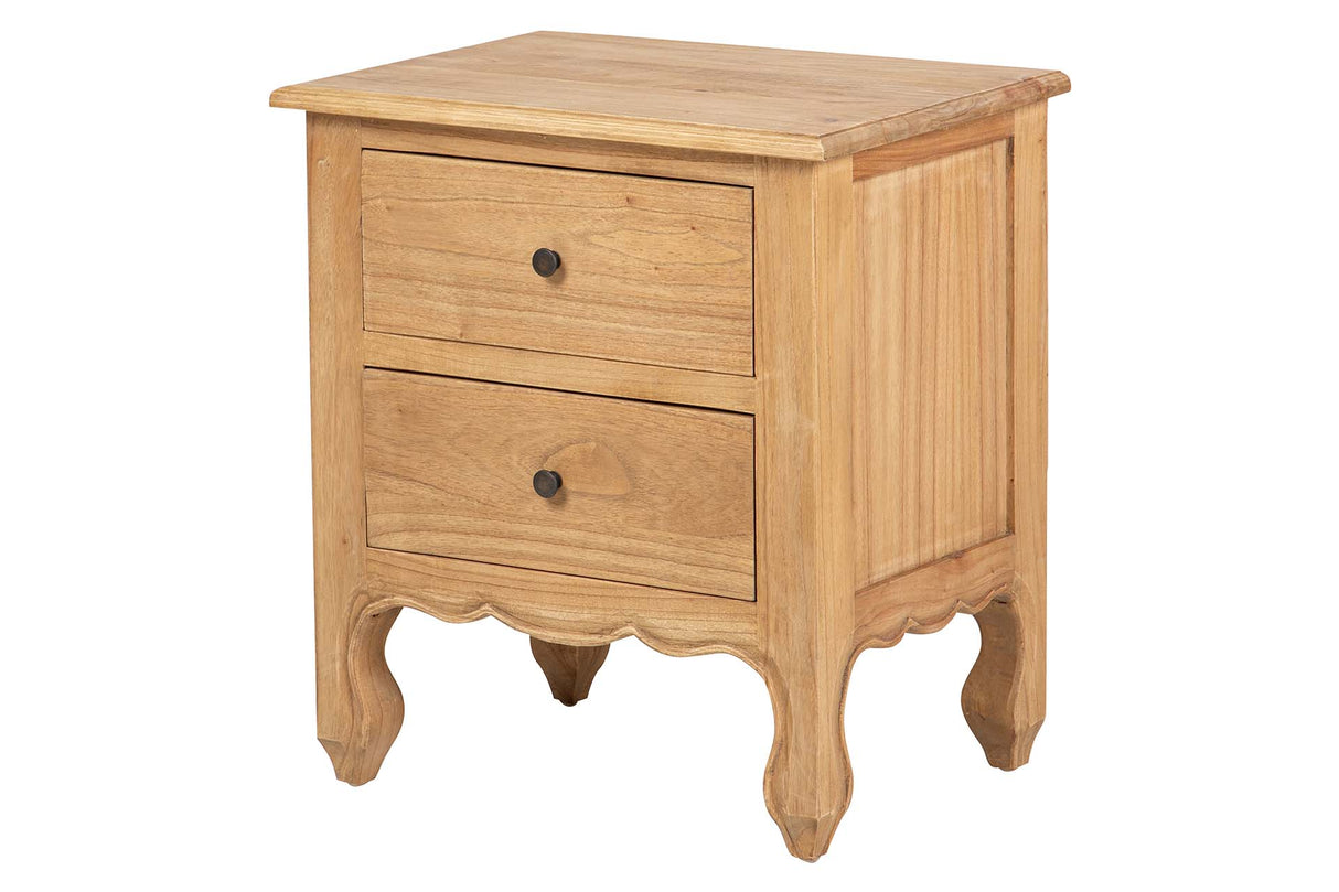 MESITA DE NOCHE 2 CAJONES MADERA MINDI 54x40x60 CM