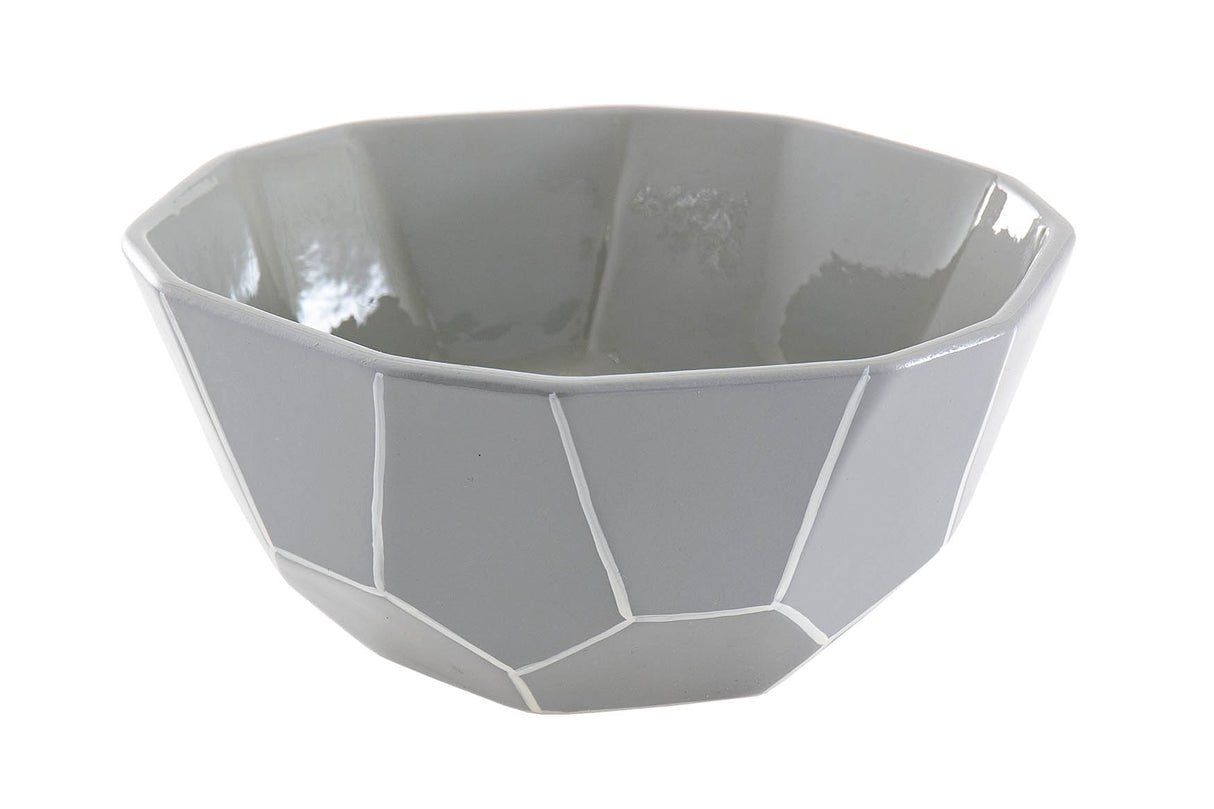 Centro ceramico laccato grigio/bianco 21x21x9 cm