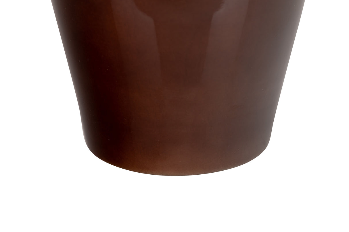 Ceram Vase. Brun argenté laqué 19.5x19,5x59 cm