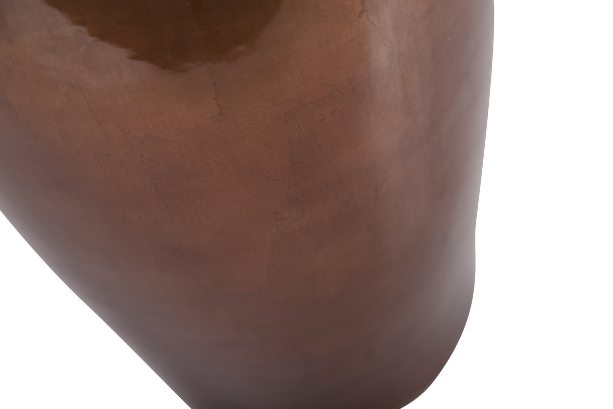 Ceram Vase. Brun argenté laqué 19.5x19,5x59 cm