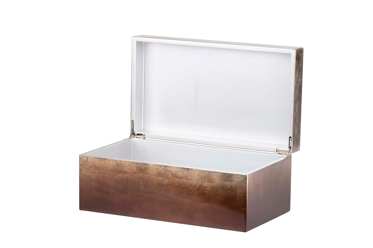 CAJA GR. MADERA LACADA PLATA MARRON 35x20x15 CM