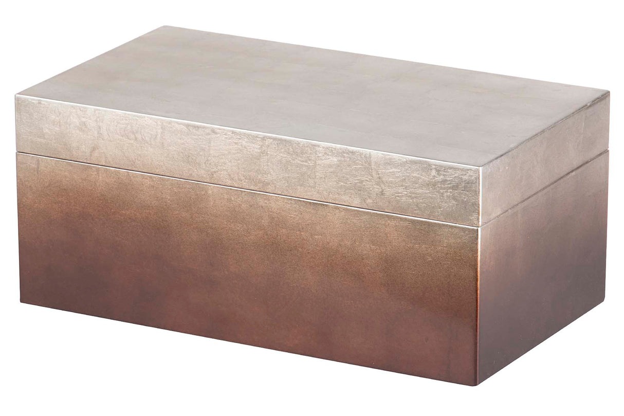 CAJA GR. MADERA LACADA PLATA MARRON 35x20x15 CM