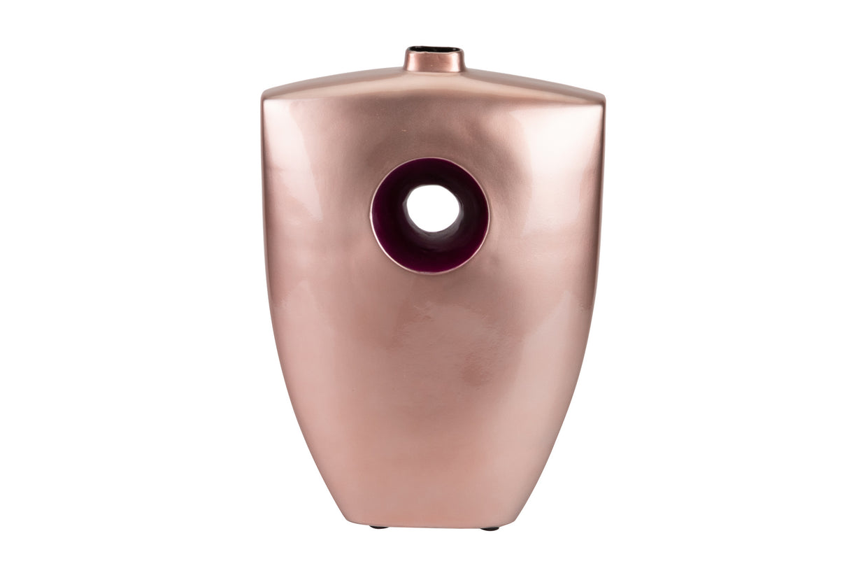 Vase en céramique laqué rose violet 27x12x38 cm