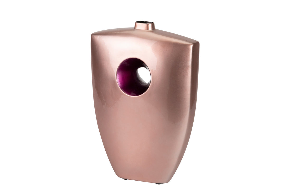 Vase en céramique laqué rose violet 27x12x38 cm