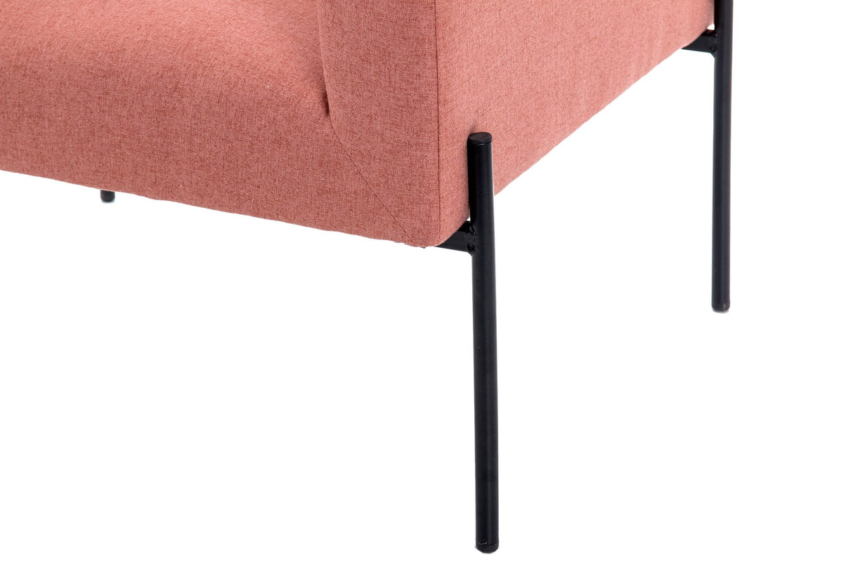 Polvetta tessile rosa C/gambe in metallo nero 70x65x75 cm