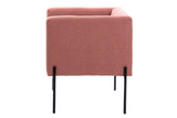 Fauteuil textile rose c / jambes en métal noir 70x65x75 cm