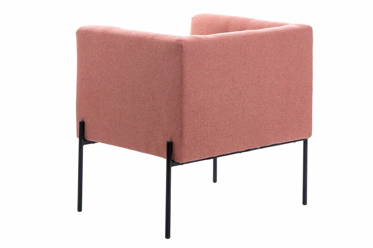 Fauteuil textile rose c / jambes en métal noir 70x65x75 cm