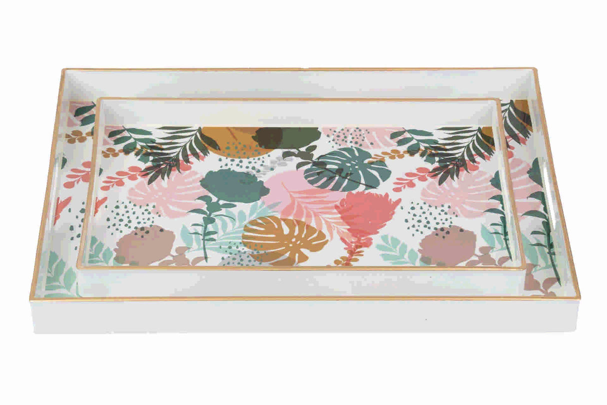 Conjunto 2 bandejas florais 48x35x4/40x26x4 cm