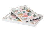 SET 2 BANDEJAS FLORAL 48x35x4/40x26x4 CM