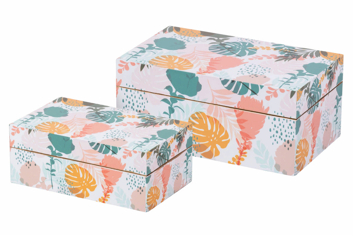 SET 2 CAJAS FLORAL 25x15x11/20x12x8 CM