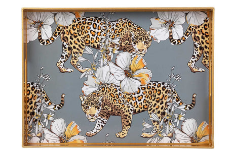 SET 2 BANDEJAS LEOPARDO 48x35x4/40x26x4 CM