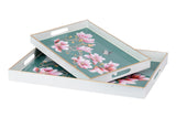 SET 2 BANDEJAS FLORAL 48x35x4/40x26x4 CM