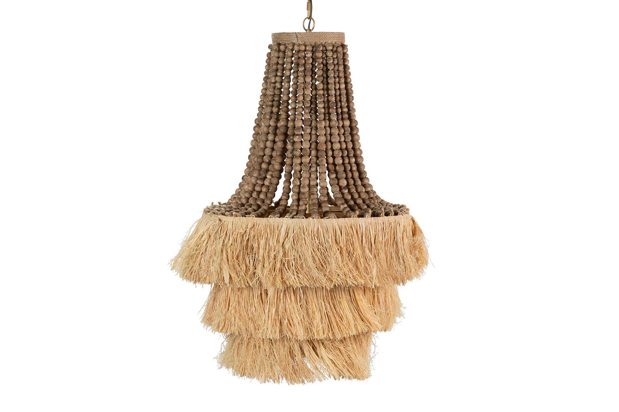 Rafia Wood Ball Chain Lamp 51x51x88cm