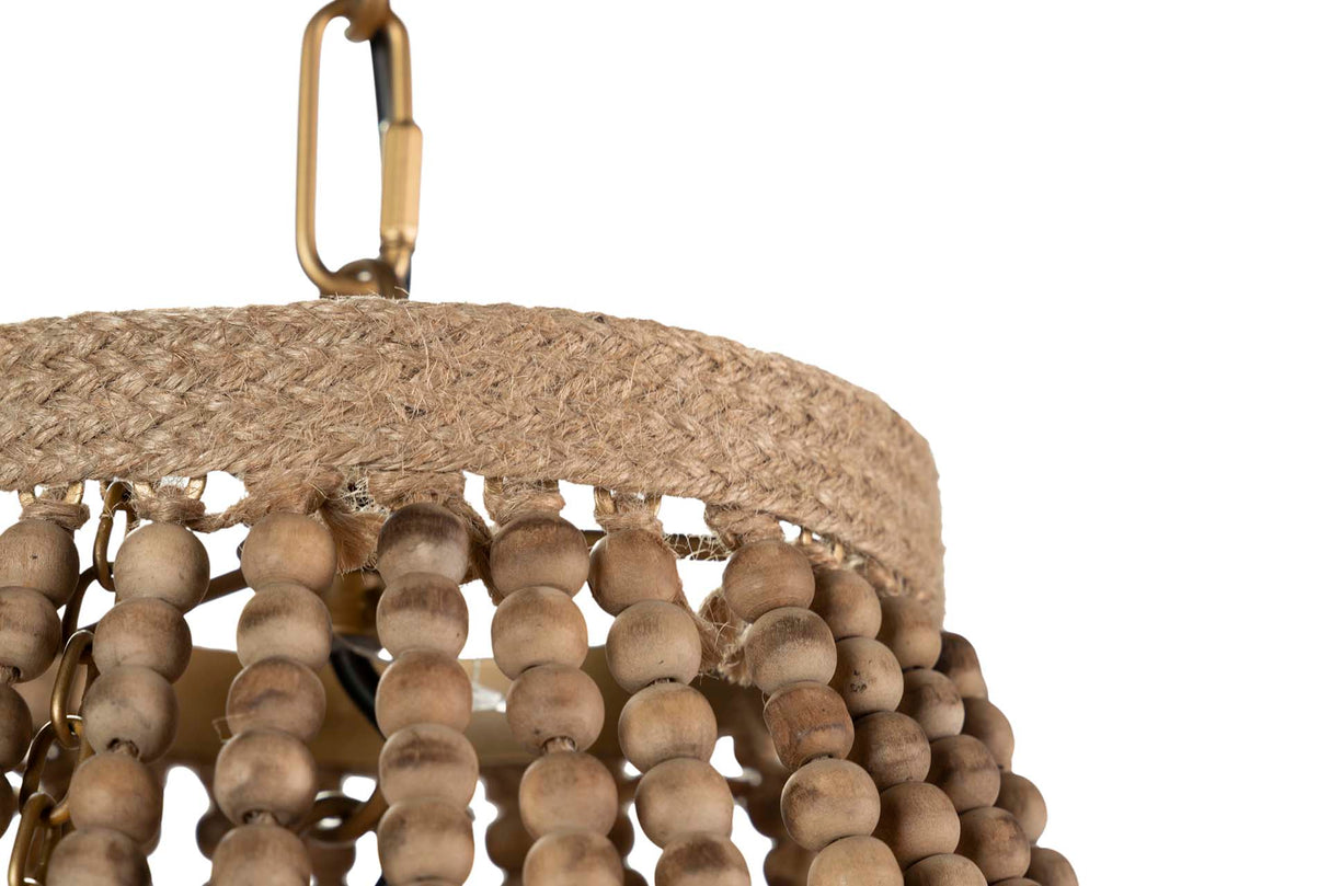 Rafia Wood Ball Chain Lamp 60x60x66cm