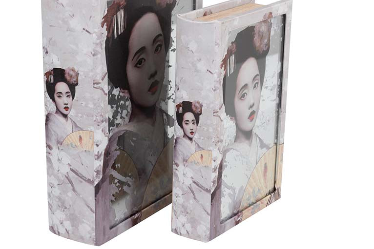 Set 2 Boxes Mirror Book 21x7x30 / 16x5x24 cm