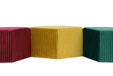 Tabela com 3 Puffs Velvet Metal 80x80x53 38x30x40cm