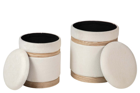 SET 2 PUFFS POLIESTER 36x36x44 31x31x38 CM