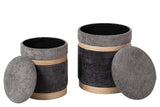 SET 2 PUFFS VELVET 36x36x44 31x31x38 CM