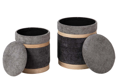 SET 2 PUFFS VELVET 36x36x44 31x31x38 CM