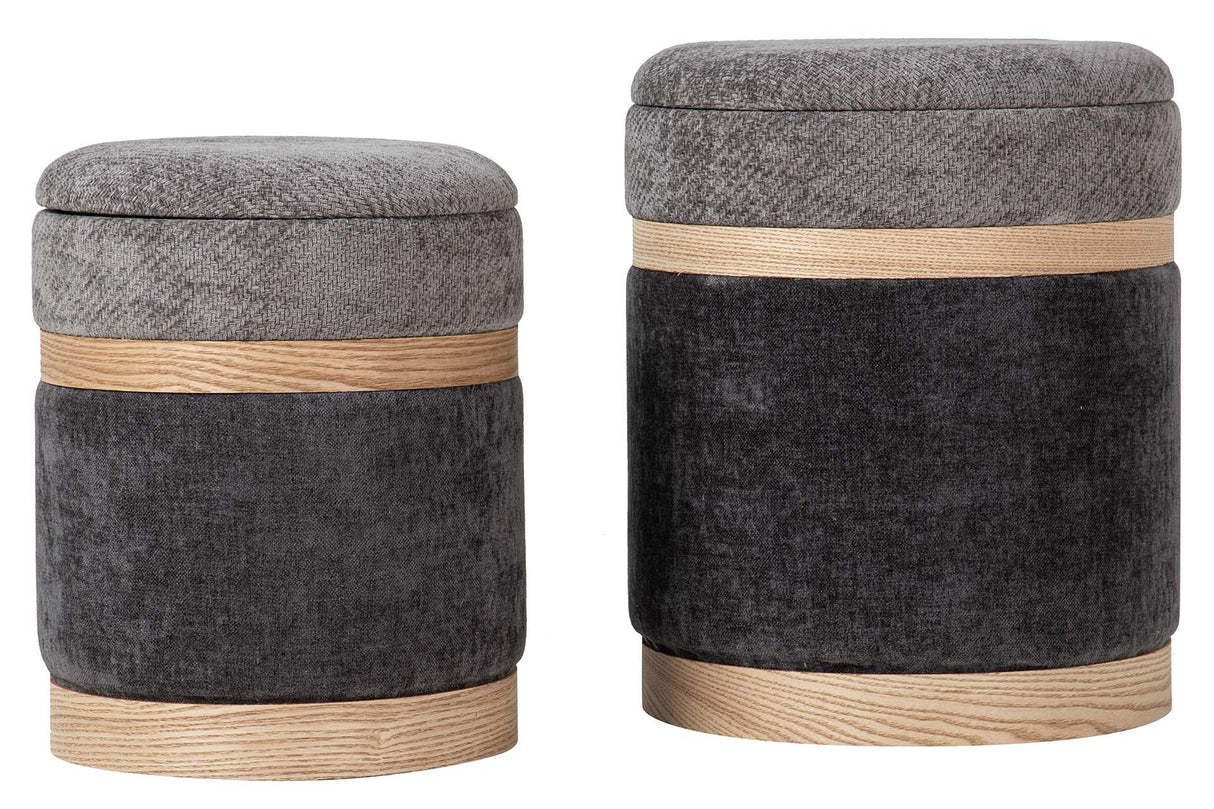 SET 2 PUFFS VELVET 36x36x44 31x31x38 CM