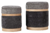 SET 2 PUFFS VELVET 36x36x44 31x31x38 CM
