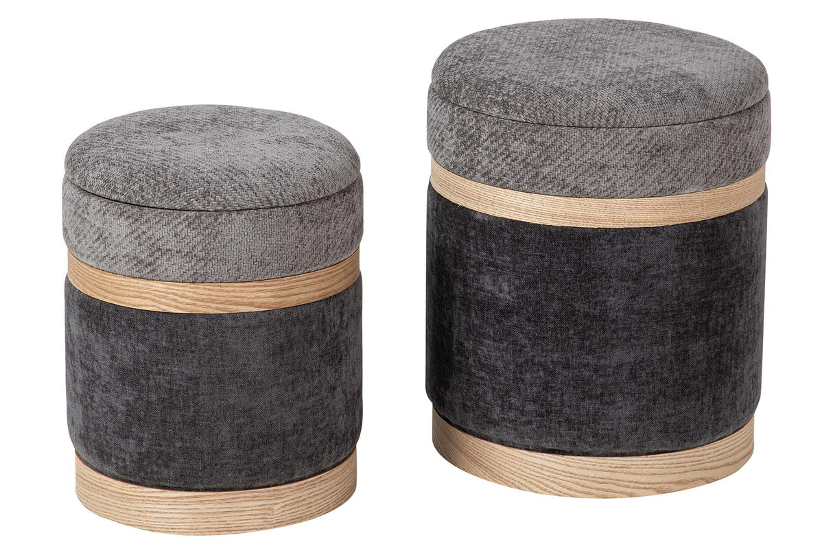 SET 2 PUFFS VELVET 36x36x44 31x31x38 CM