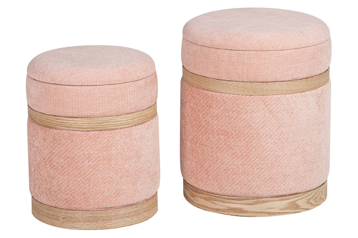 SET 2 PUFFS VELVET 36x36x44 31x31x38 CM